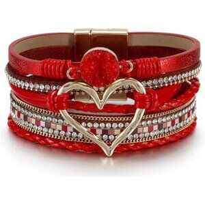 Leopard Leather Wrap Bracelet Women Multi Layer Pearl Crystal Cuff Jewelry Gift